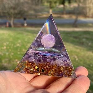 Chevron Amethyst Rose Orgone Pyramid  | Reiki | Peace, Harmony & Protection